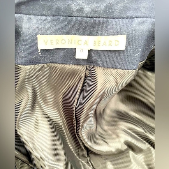 Veronica Beard virgin wool silk blend navy blue blazer - Picture 3 of 4